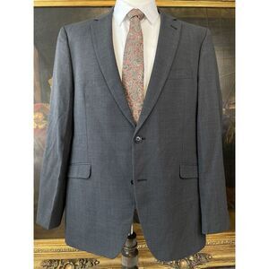 Lindbergh 46R Gray Pinstriped Stretch Wool Blend Hopsack 2Btn Suit Jacket Blazer